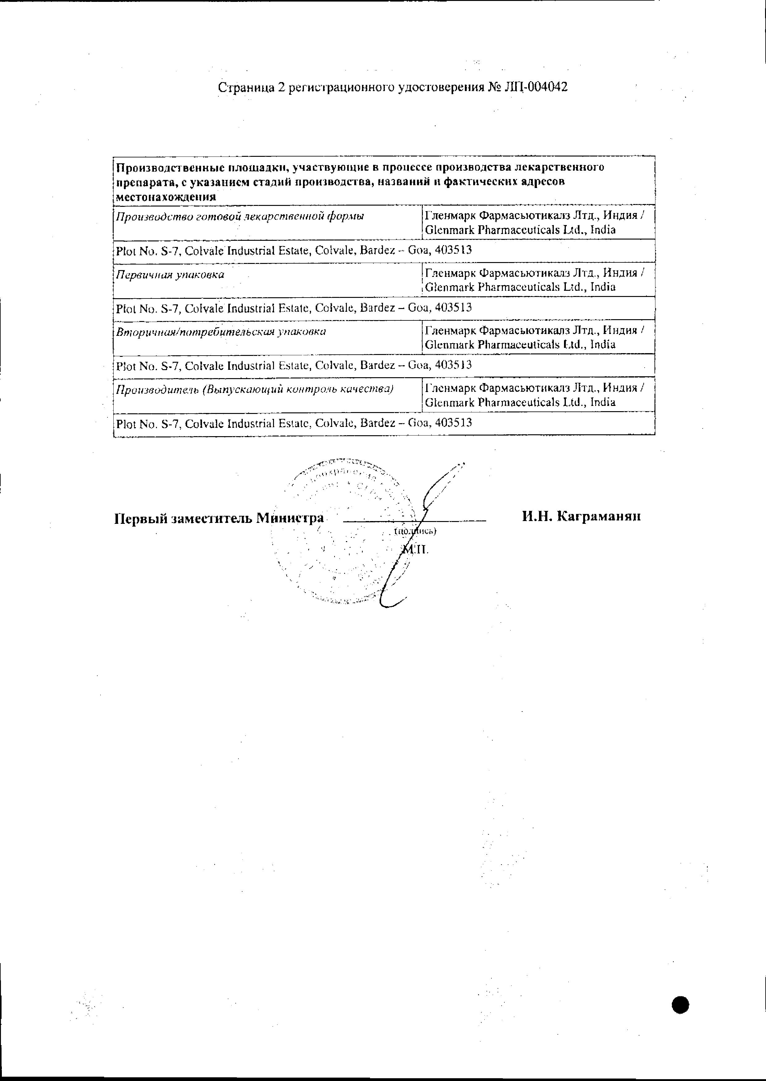 Сертификат Глемонт