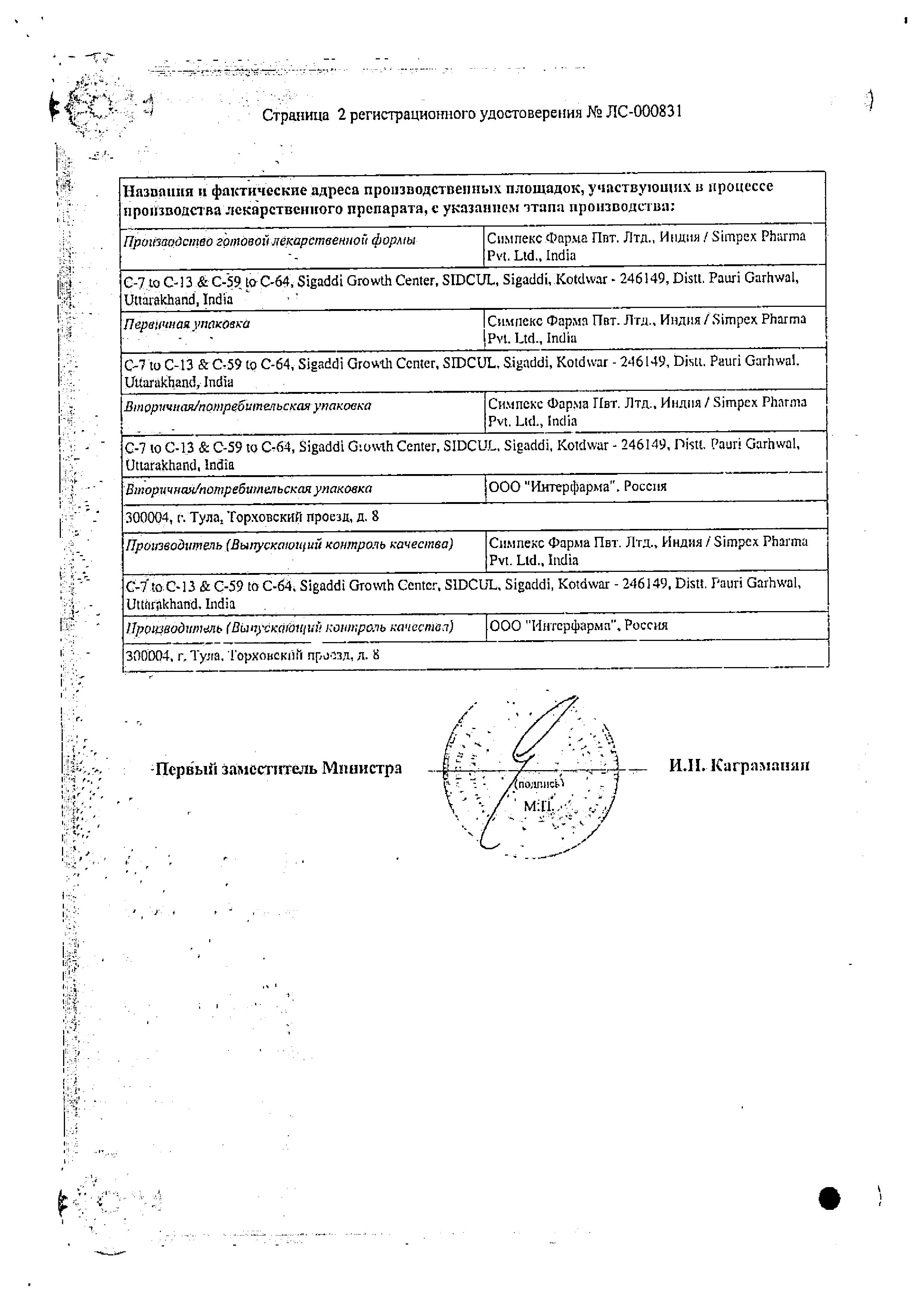Сертификат на Тизанил, таблетки 2 мг, 20 шт. Сертификат на Тизанил, таблетки 2 мг, 20 шт.