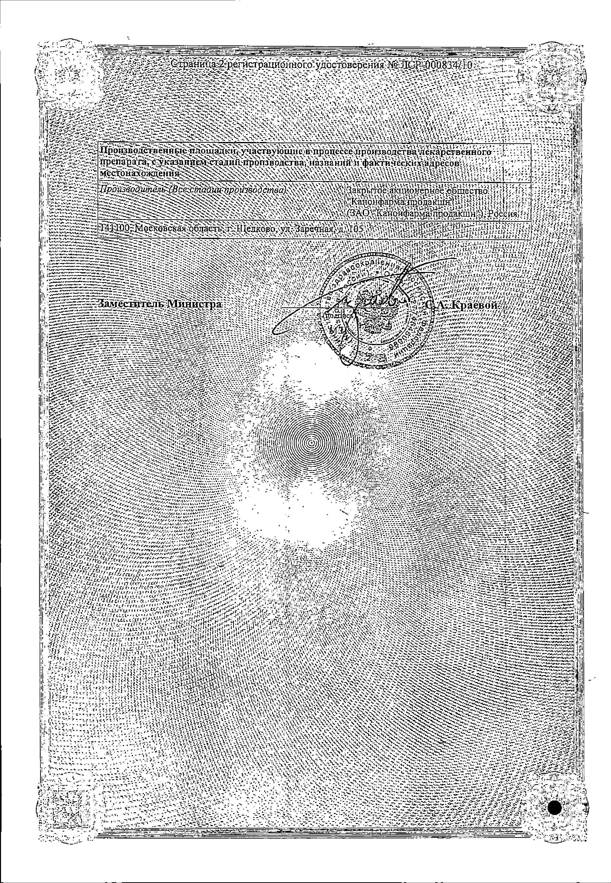 Сертификат Фозинап