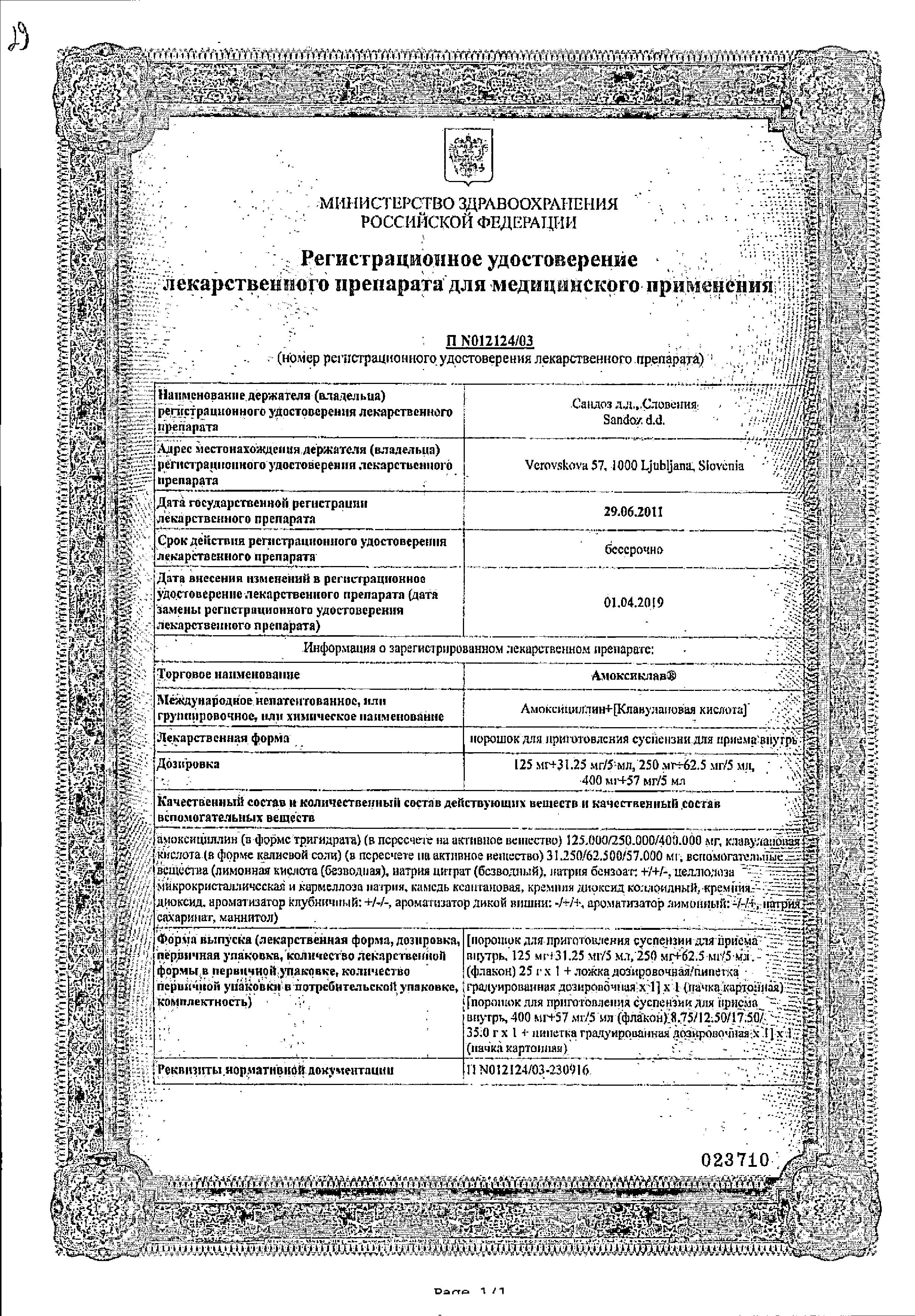 Сертификаты Антибиотики