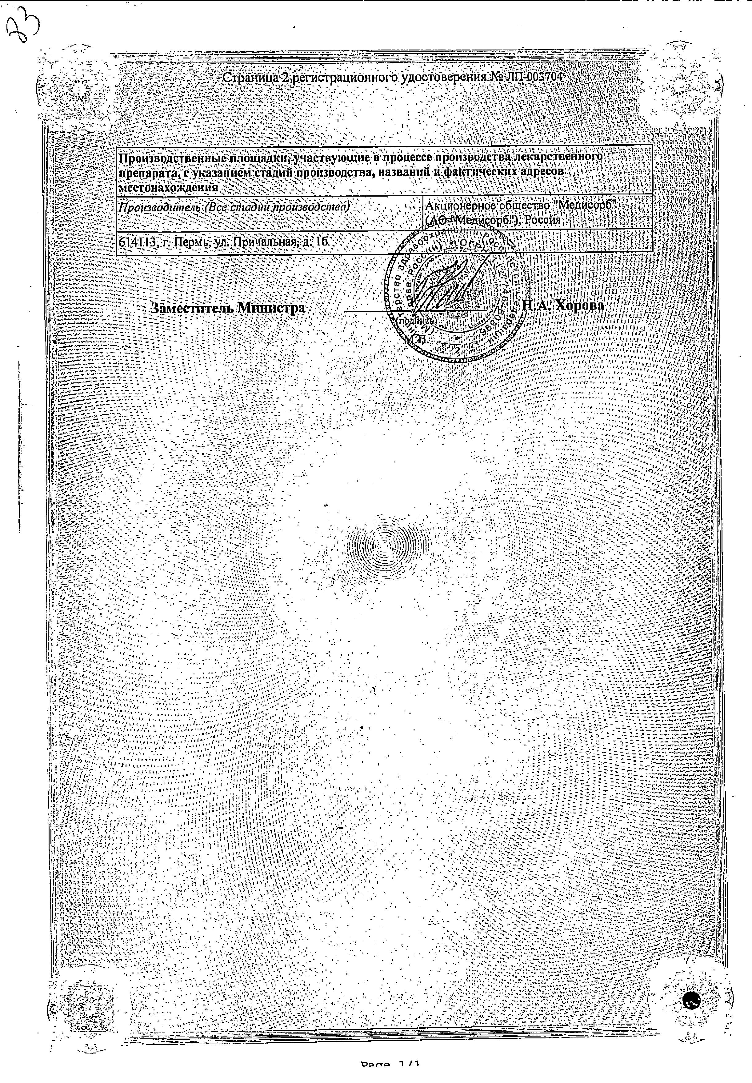 Сертификат Лизиноприл Сертификат Лизиноприл