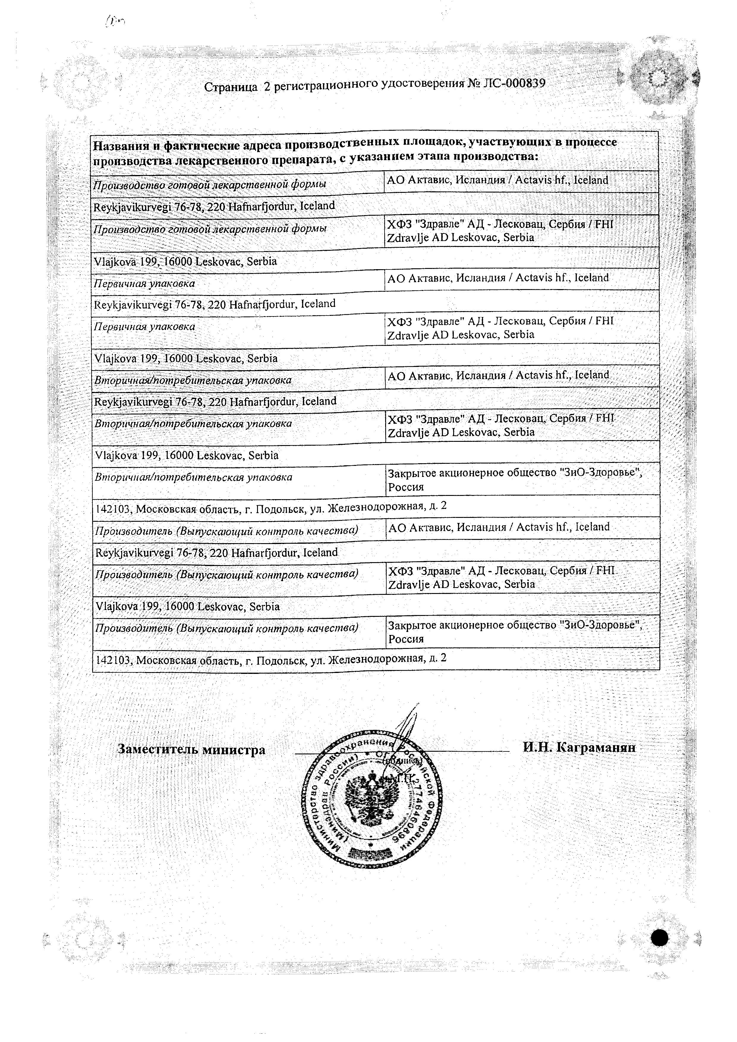Сертификат Фозикард