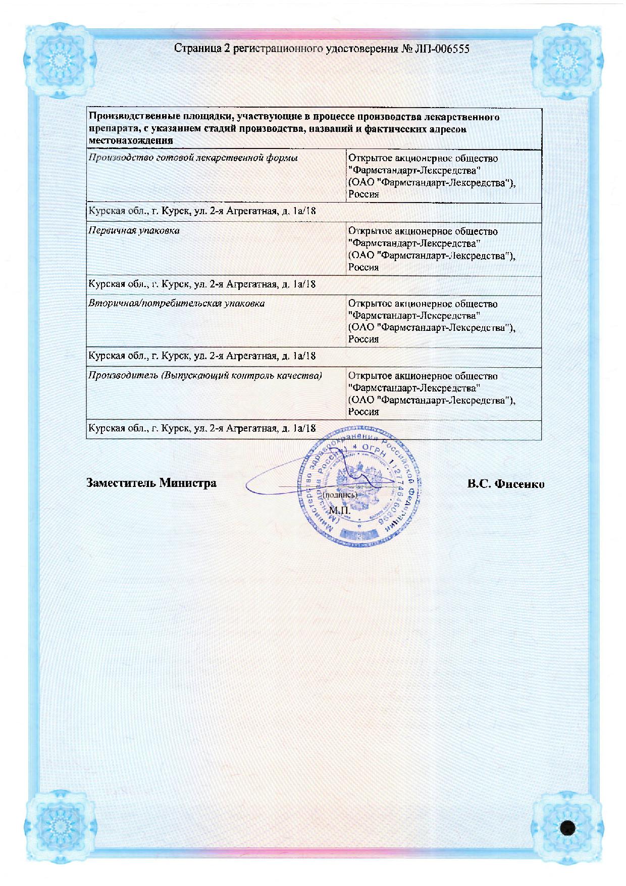 Сертификат Афобазол Сертификат Афобазол