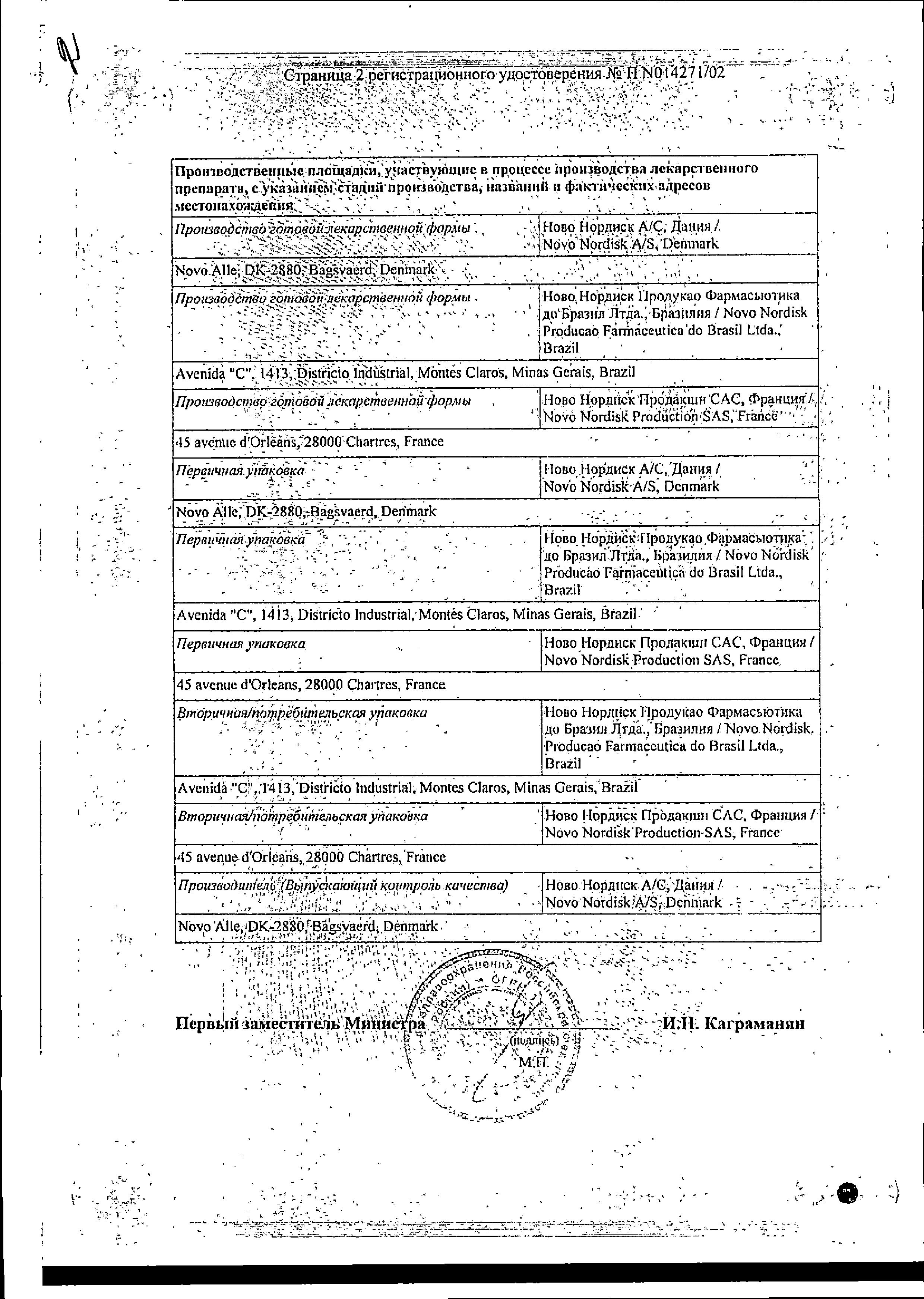 Сертификат Протафан НМ Сертификат Протафан НМ