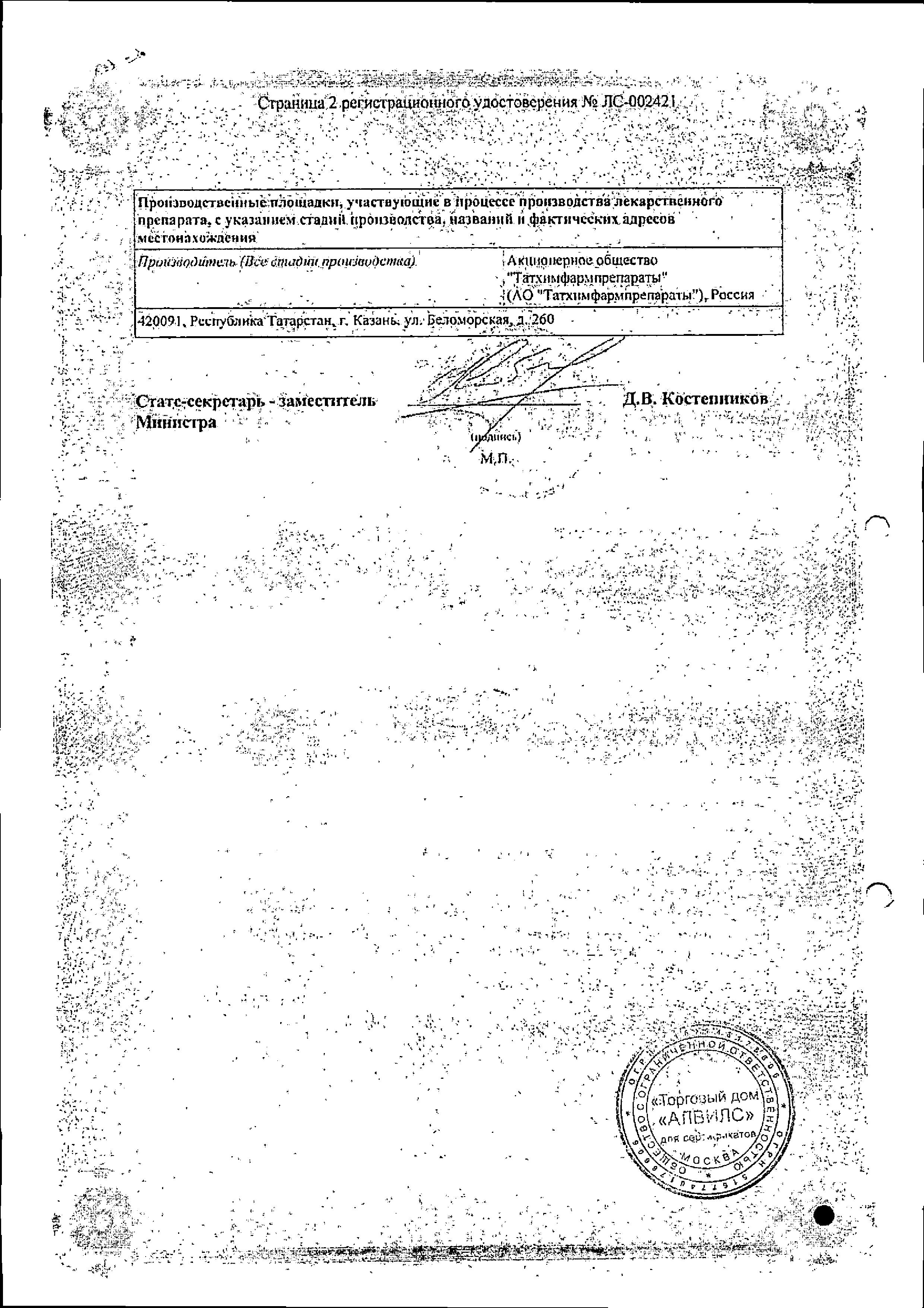 Сертификат Эритромицин Сертификат Эритромицин