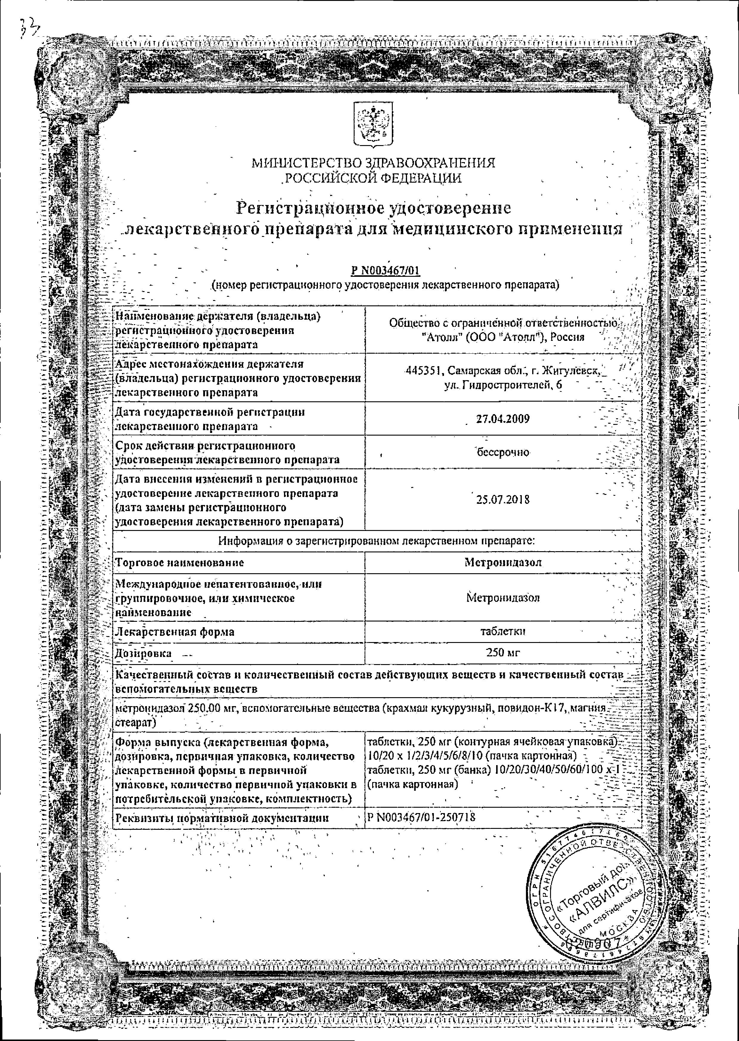 Сертификаты Противопротозойные препараты