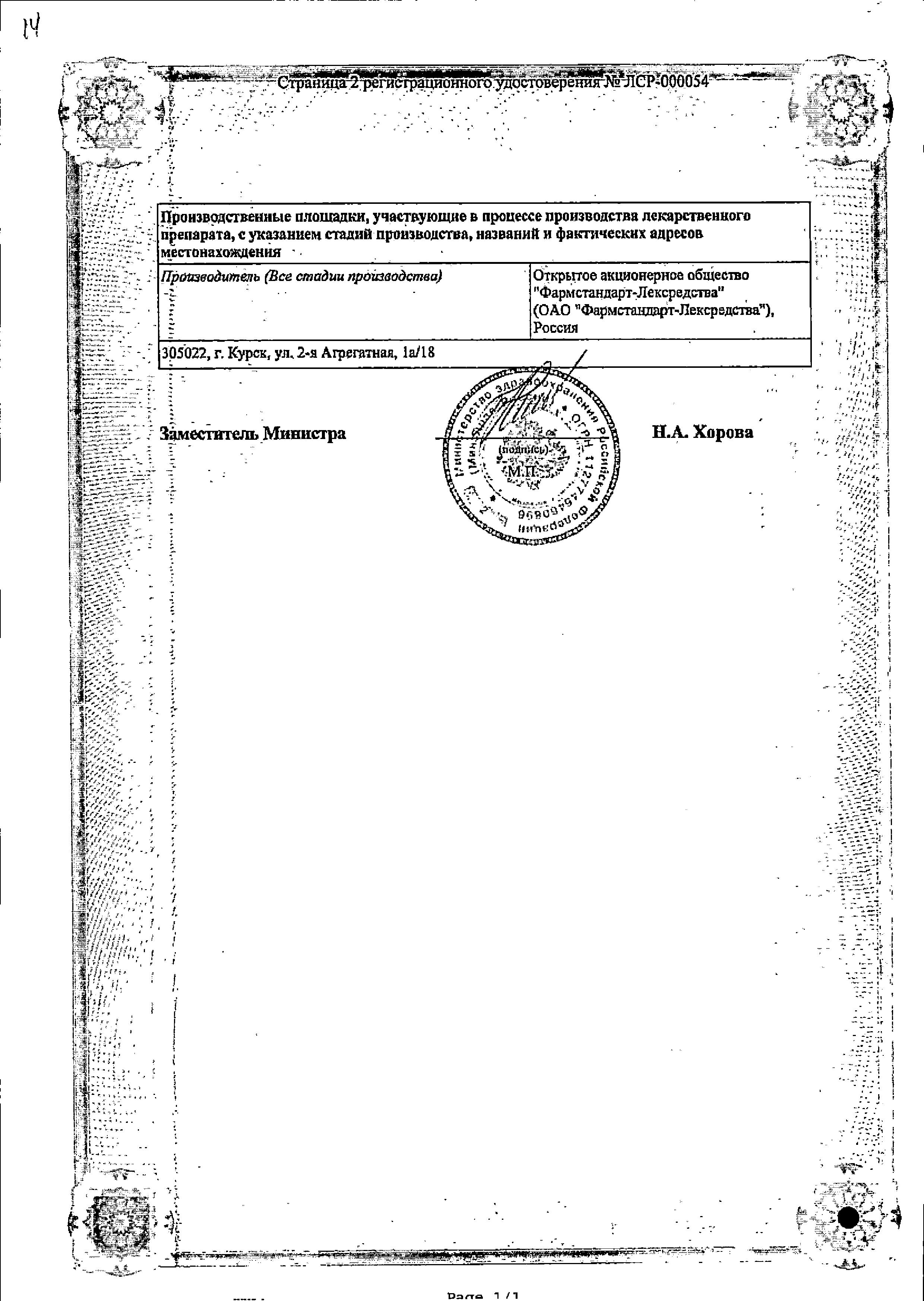 Сертификат Опатанол