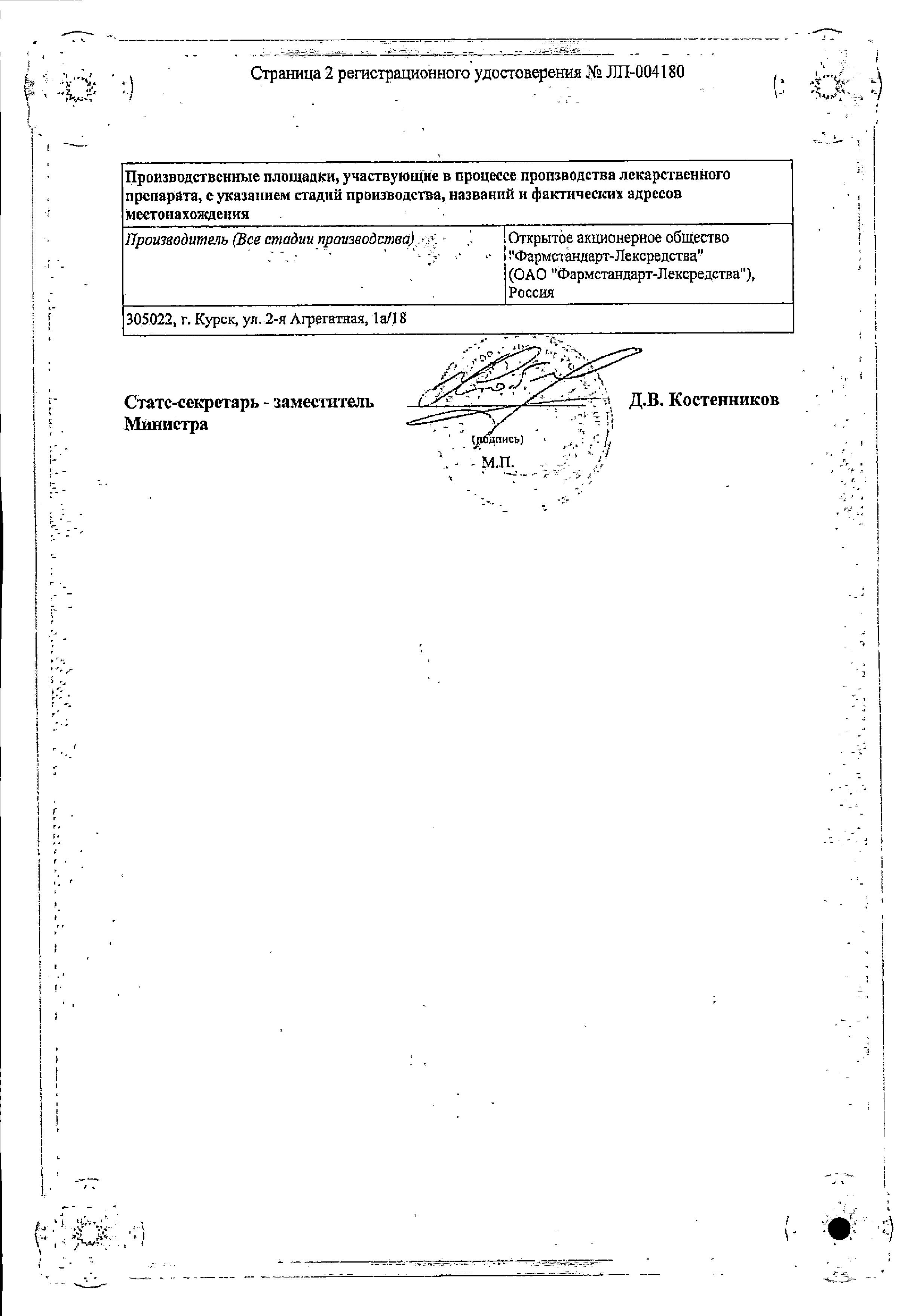 Сертификат Уронормин-Ф Сертификат Уронормин-Ф
