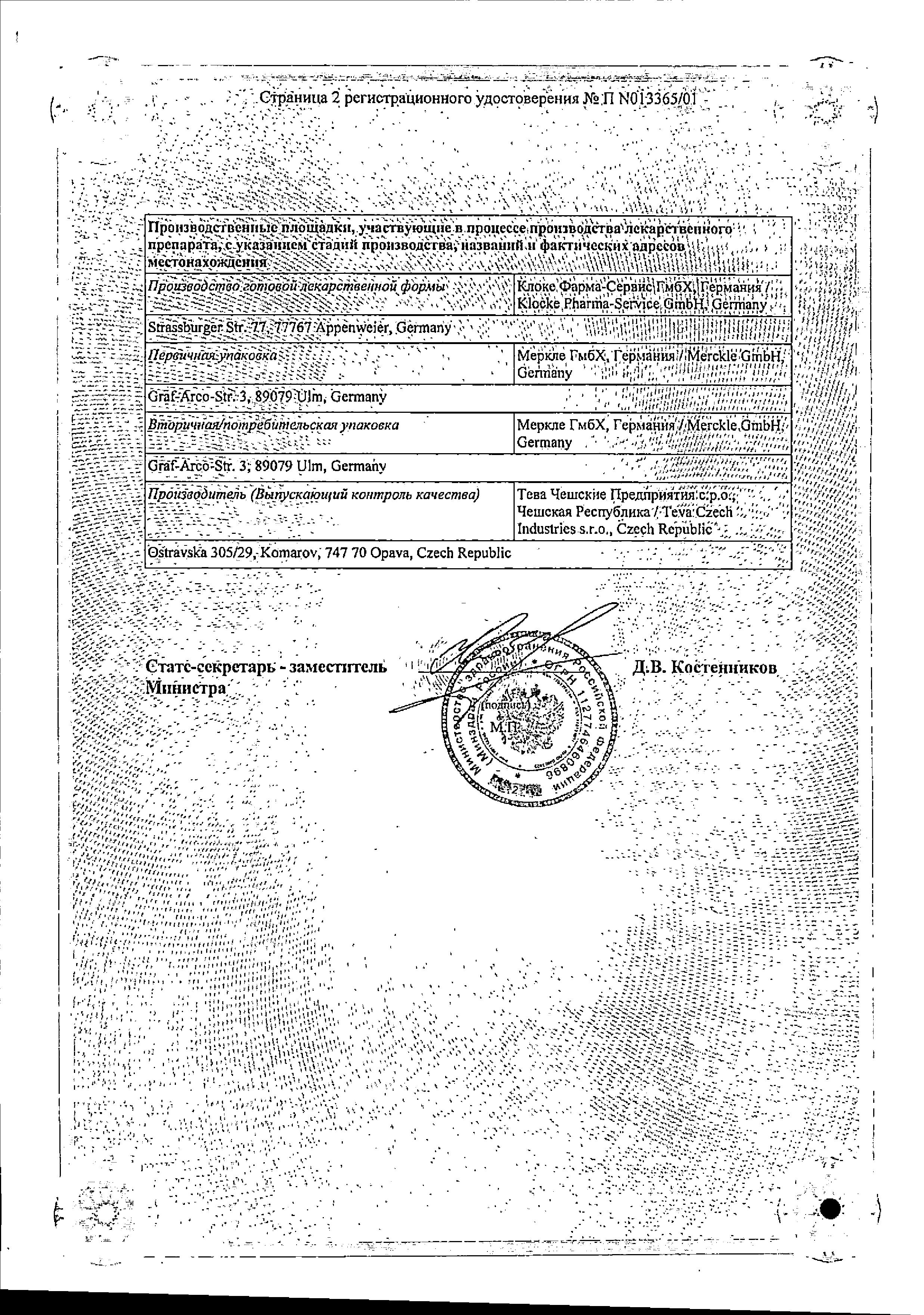 Сертификат Фелодип Сертификат Фелодип