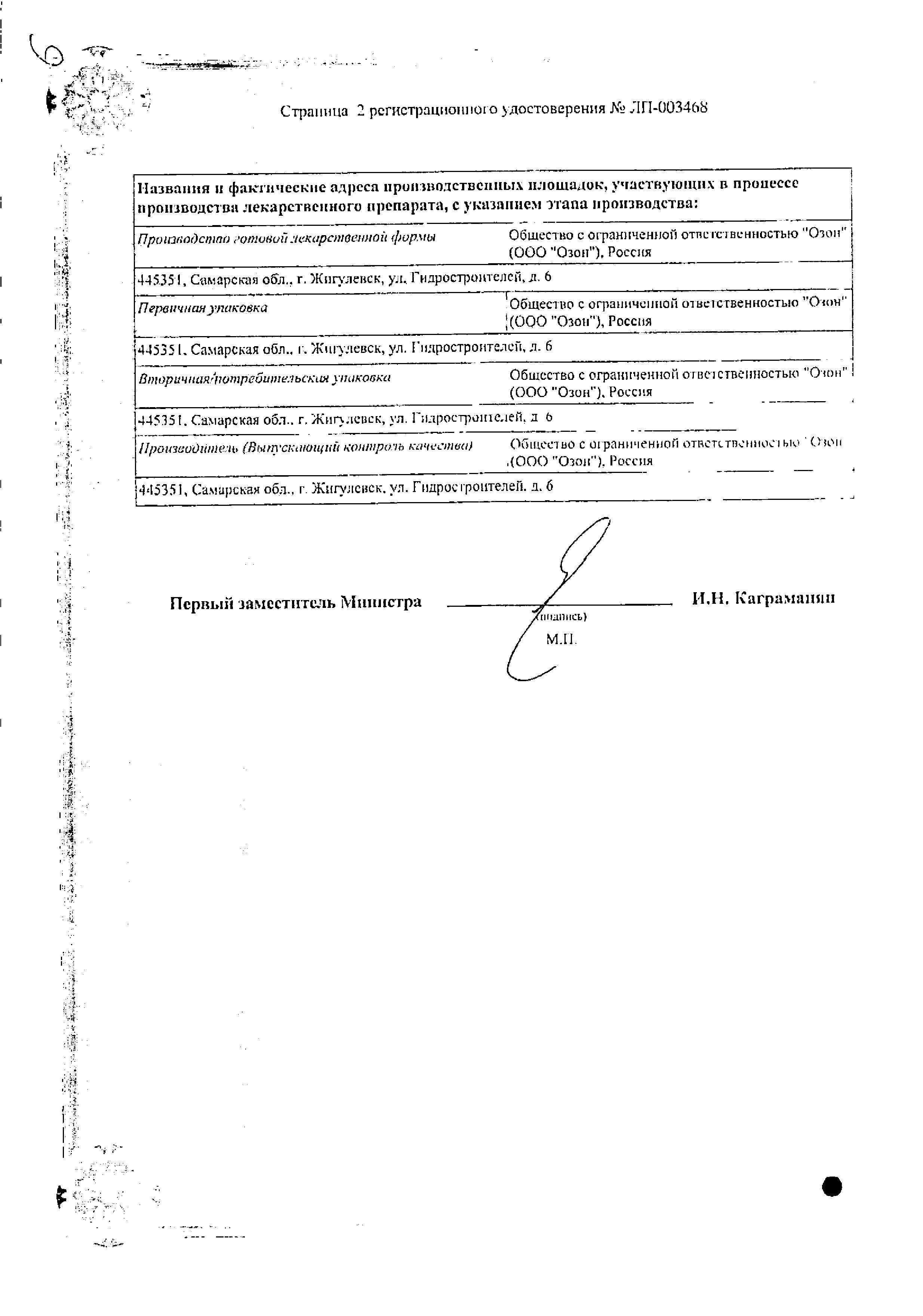 Сертификат на Дипиридамол, таблетки покрыт. плен. об. 75 мг (Озон), 40 шт.