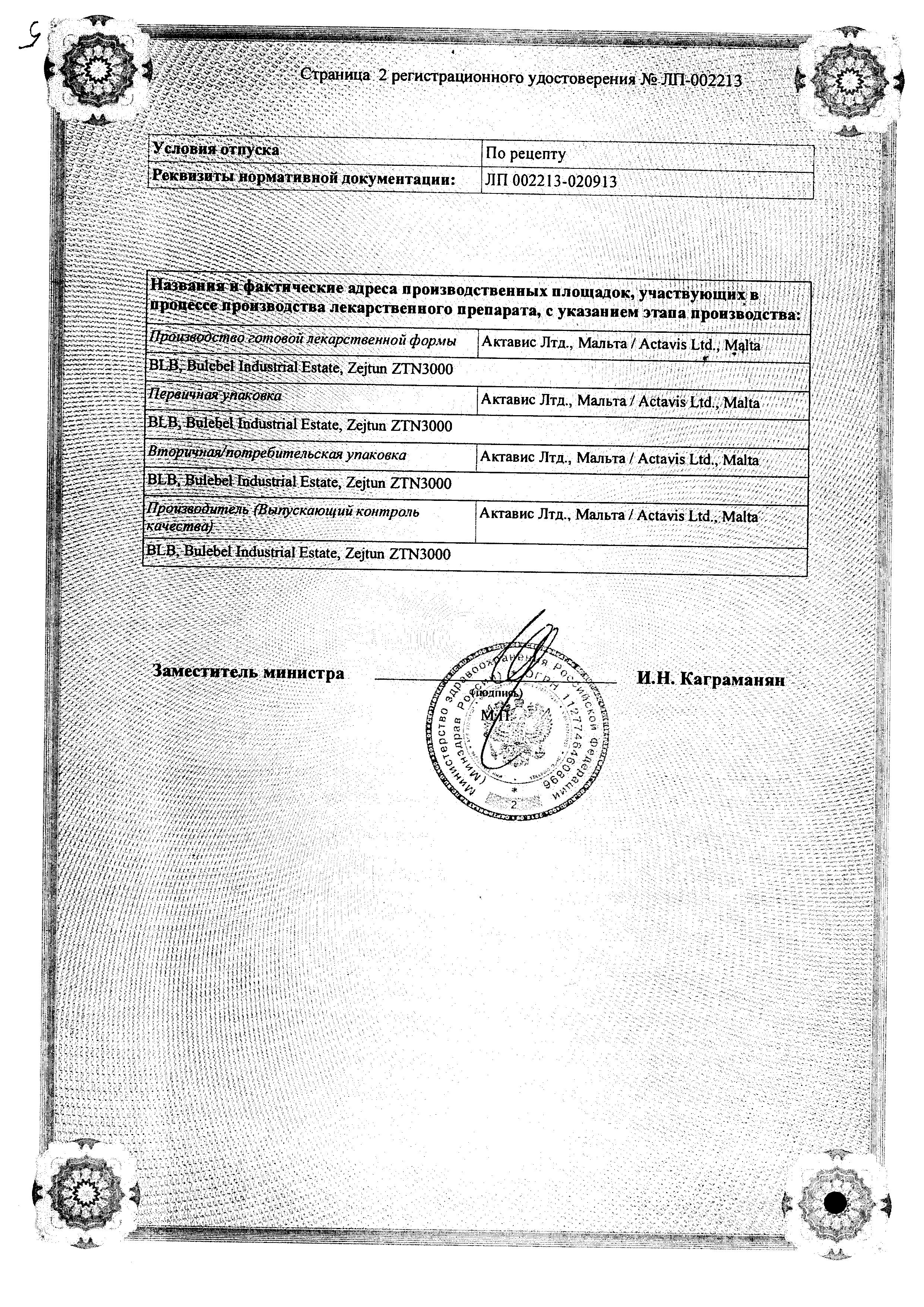 Сертификат на Розарт, таблетки покрыт. плен. об. 40 мг, 90 шт.