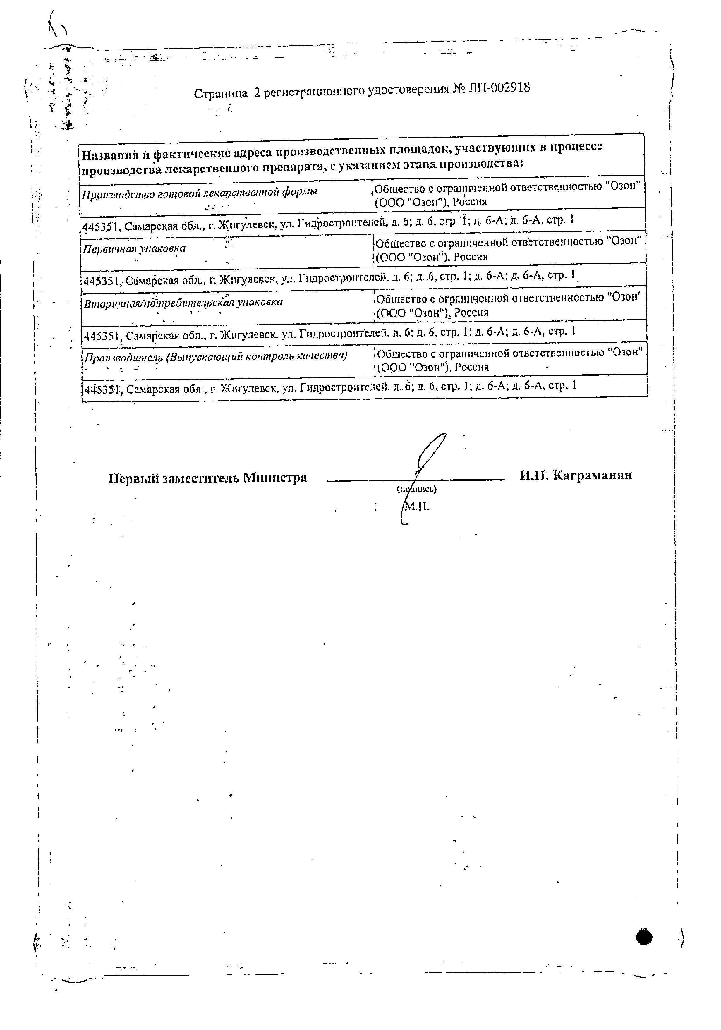 Сертификат на Каптоприл, таблетки 50 мг, 40 шт.