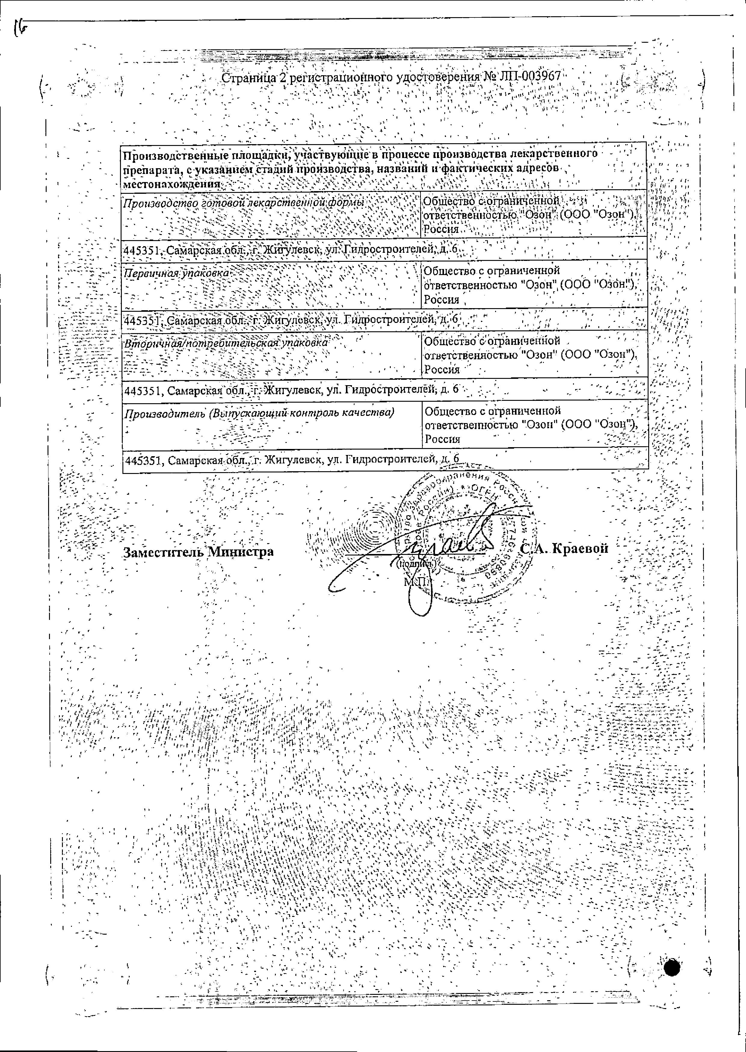 Сертификат Диклофенак Сертификат Диклофенак