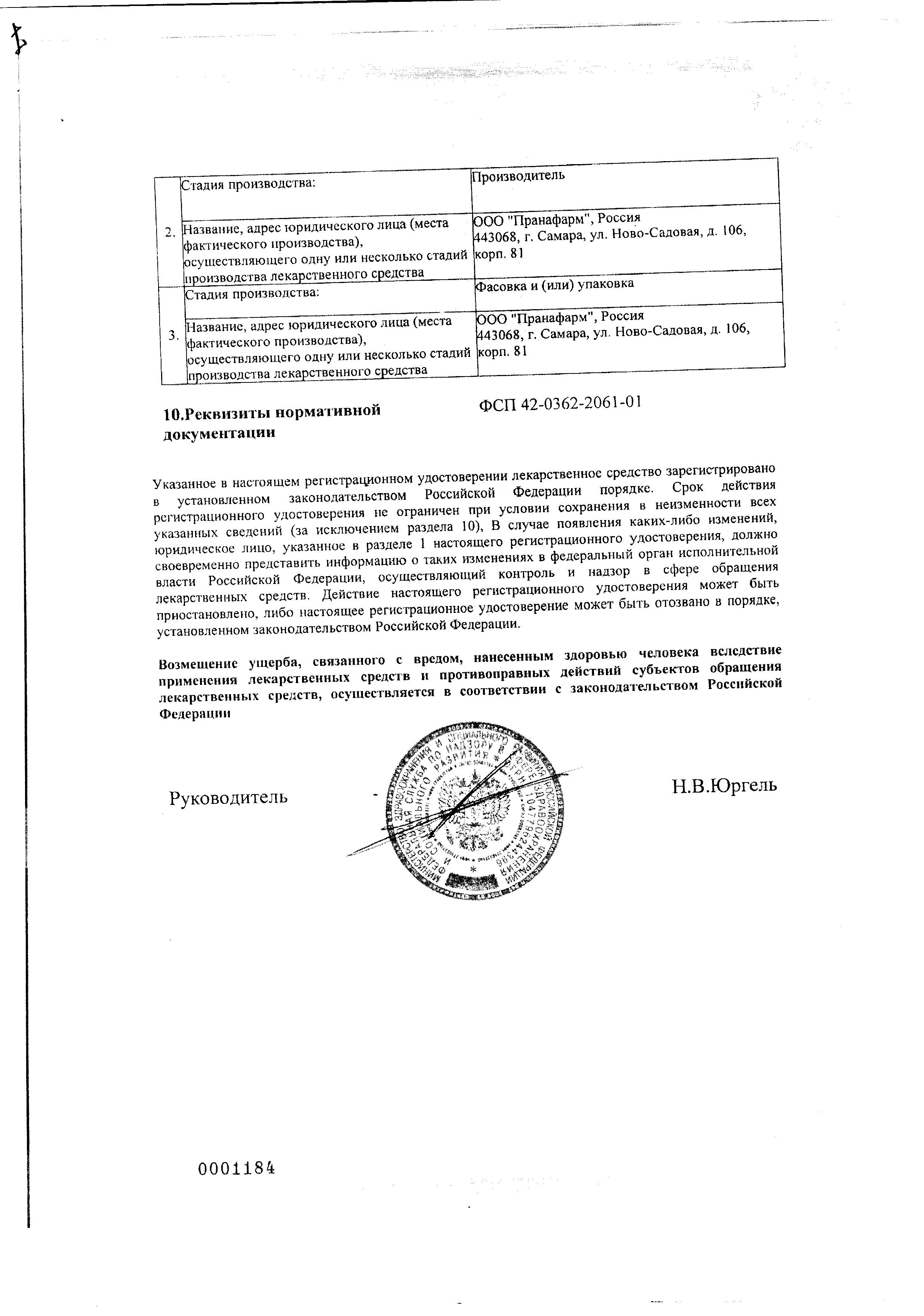 Сертификат на Каптоприл, таблетки 50 мг, 20 шт.