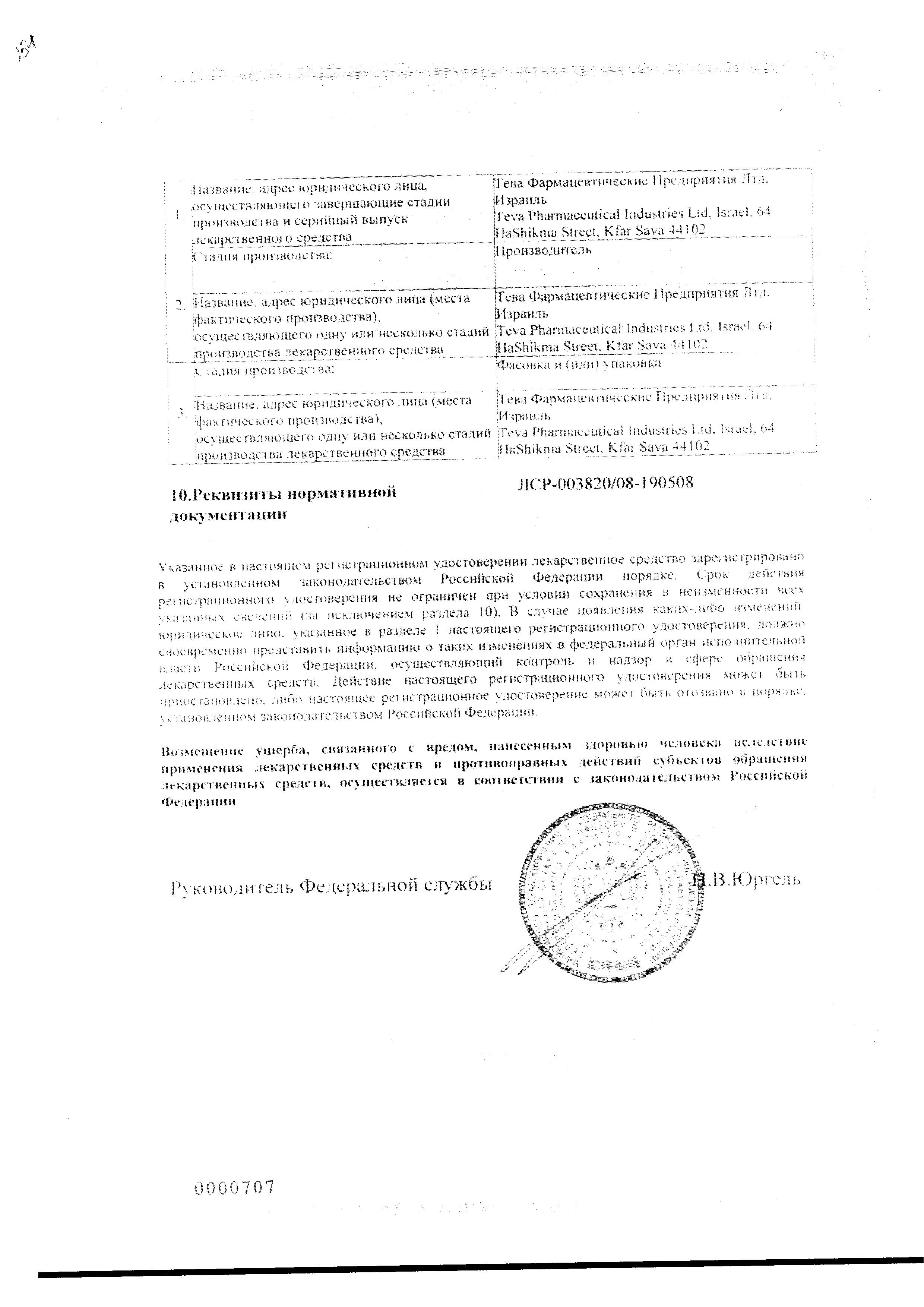 Сертификат на Азилект, таблетки 1 мг, 30 шт. Сертификат на Азилект, таблетки 1 мг, 30 шт.