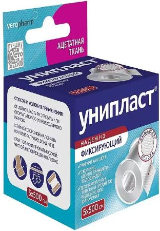 Фото Лейкопластырь Унипласт фиксирующий на шелковой основе, 5 см х 500 см