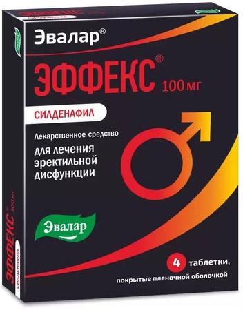 Фото Эффекс Силденафил, таблетки покрыт. плен. об. 100 мг, 4 шт.