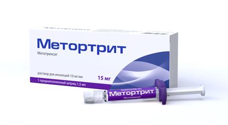 Фото Метортрит, раствор для инъекций 10 мг/мл, шприц 1.5 мл, 1 шт.