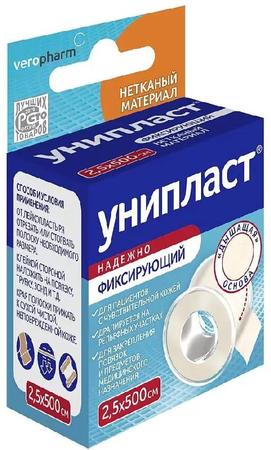 Фото Лейкопластырь Унипласт фиксирующий на нетканой основе, 2.5 см х 500 см