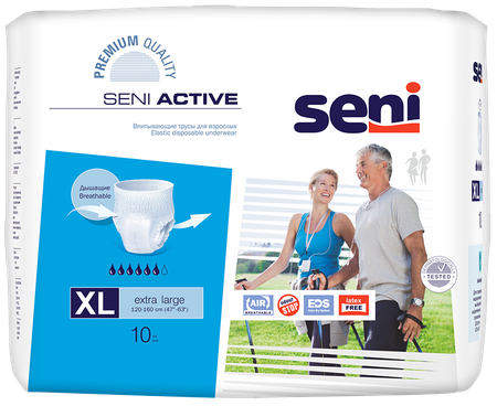 Фото Seni Active, трусы впитывающие для взрослых (XL), 10 шт. Фото Seni Active, трусы впитывающие для взрослых (XL), 10 шт.