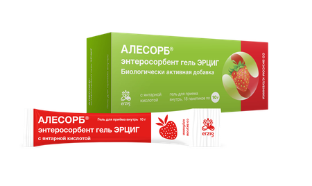 Фото Алесорб Энтеросорбент гель Эрциг гель д/внут прим (клубника) пак-стик 10 г х18