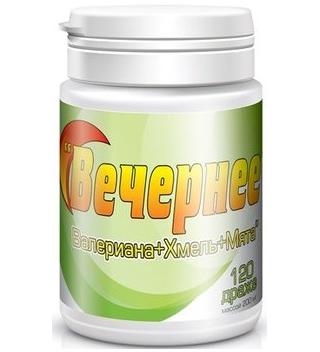Фото Вечернее (валериана, хмель, мята), драже 200 мг, 120 шт.