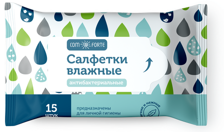 Фото Салфетки ComForte влажные антибактериальные, 15 шт.
