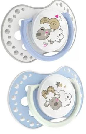 Фото Пустышка Lovi силиконовая (0-3 месяца) Night&Day для мальчика, 2 шт.