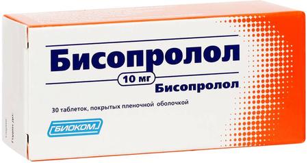 Фото Бисопролол, таблетки покрыт. плен. об. 10 мг (Биоком), 30 шт.