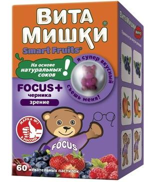 Фото ВитаМишки Focus + черника, пастилки жевательные, 60 шт.