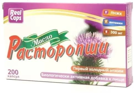 Фото Расторопши масло (первый холодный отжим), капсулы, 200 шт.