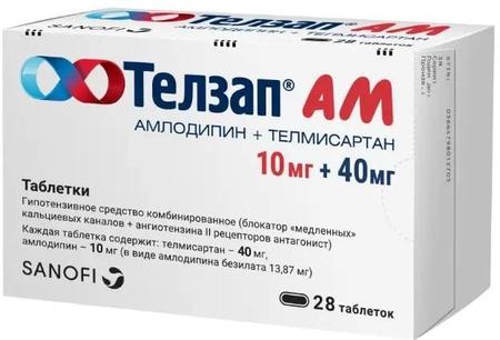 Фото Телзап АМ, таблетки 10 мг+40 мг, 28 шт.