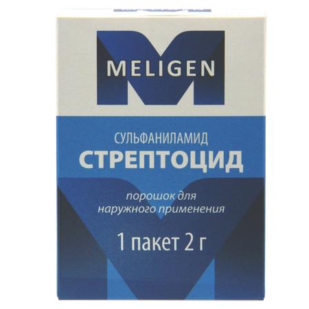 Фото Стрептоцид, порошок (Мелиген), пакетик 2 г