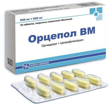 Фото Орцепол ВМ, таблетки покрыт. плен. об. 500 мг+500 мг, 10 шт.