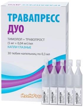 Фото Травапресс Дуо, капли глазные 5 мг+0.04 мг/мл, тюбик-капельницы 0.3 мл, 30 шт. Фото Травапресс Дуо, капли глазные 5 мг+0.04 мг/мл, тюбик-капельницы 0.3 мл, 30 шт.