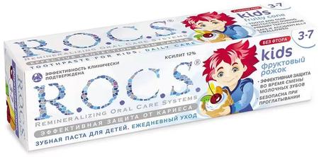 Фото Rocs Kids Фруктовый Рожок, детская зубная паста без фтора (от 3 до 7 лет), 45 г