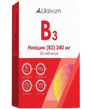 Фото Liksivum Ниацин (В3), таблетки 240 мг, 20 шт.