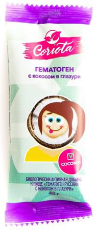 Фото Coriota, гематоген с кокосом в глазури, 40 г
