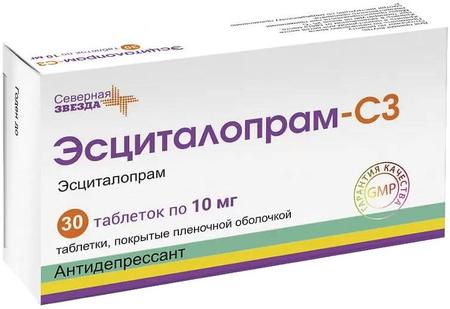 Фото Эсциталопрам-СЗ, таблетки покрыт. плен. об. 10 мг, 30 шт.