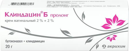 Фото Клиндацин Б пролонг, крем вагинальный 2%+2%, 20 г