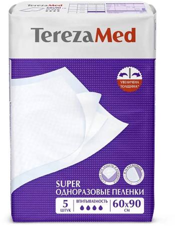 Фото TerezaMed Super, пеленки одноразовые, 60 см х 90 см, 5 шт.