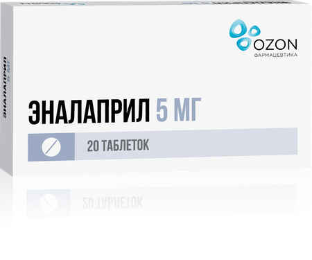 Фото Эналаприл, таблетки 5 мг (Озон), 20 шт.