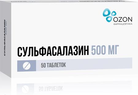 Фото Сульфасалазин, таблетки покрыт. плен. об. 500 мг, 50 шт. Фото Сульфасалазин, таблетки покрыт. плен. об. 500 мг, 50 шт.