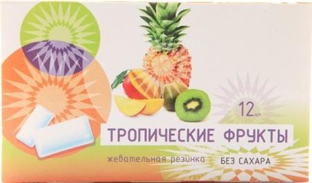 Фото Резинка жевательная без сахара Тропические фрукты, 12 шт.