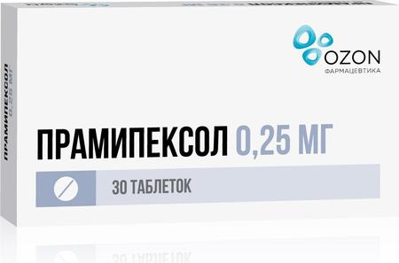 Фото Прамипексол, таблетки 0.25 мг, 30 шт.
