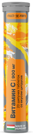 Фото Витамин С MultiForte, таблетки шипучие 900 мг (цитрус), 20 шт.