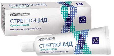 Фото Стрептоцид, мазь 10% (Усолье-Сибирский ХФЗ), туба 25 г