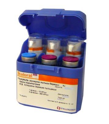 Фото Сталораль Аллерген пыльцы березы, капли подъязычные (набор: 300 ИР/мл 2 шт.+10 ИР/мл 1 шт.) , флаконы 10 мл, 3 шт.