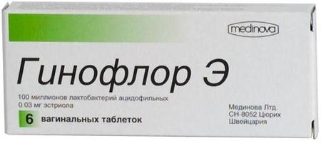 Фото Гинофлор Э, таблетки вагинальные, 6 шт.