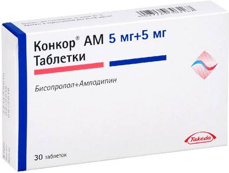 Фото Конкор АМ, таблетки 5 мг+5 мг, 30 шт.